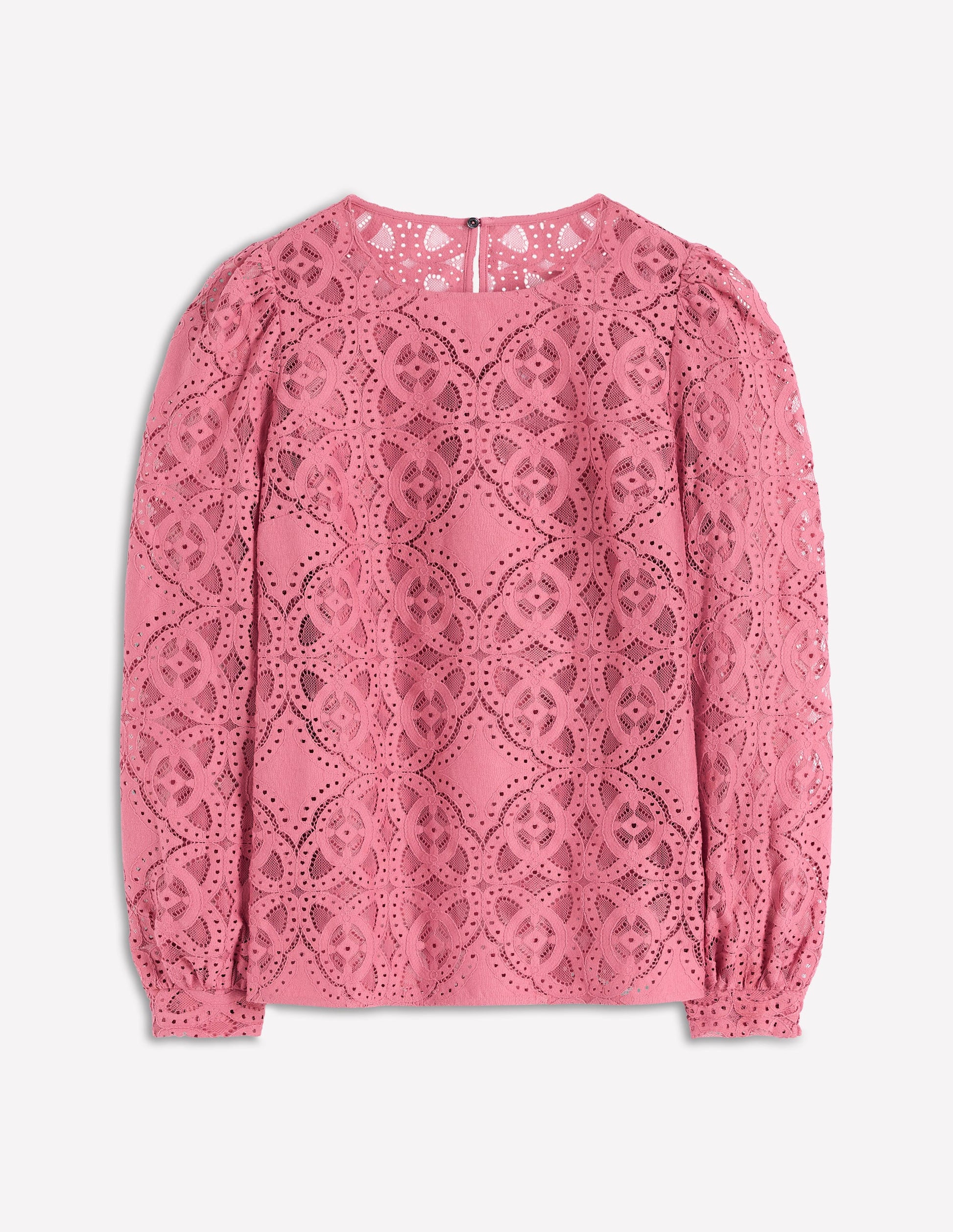 Lace Crew Neck Top-Heather Rose-6