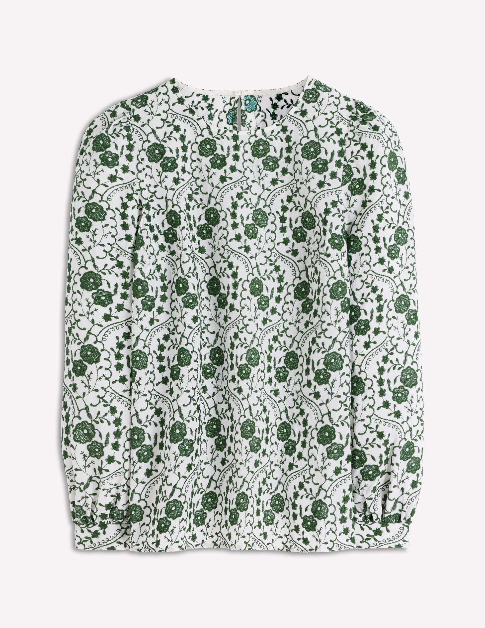 Embroidered Cotton Dobby Top-Ivory-5