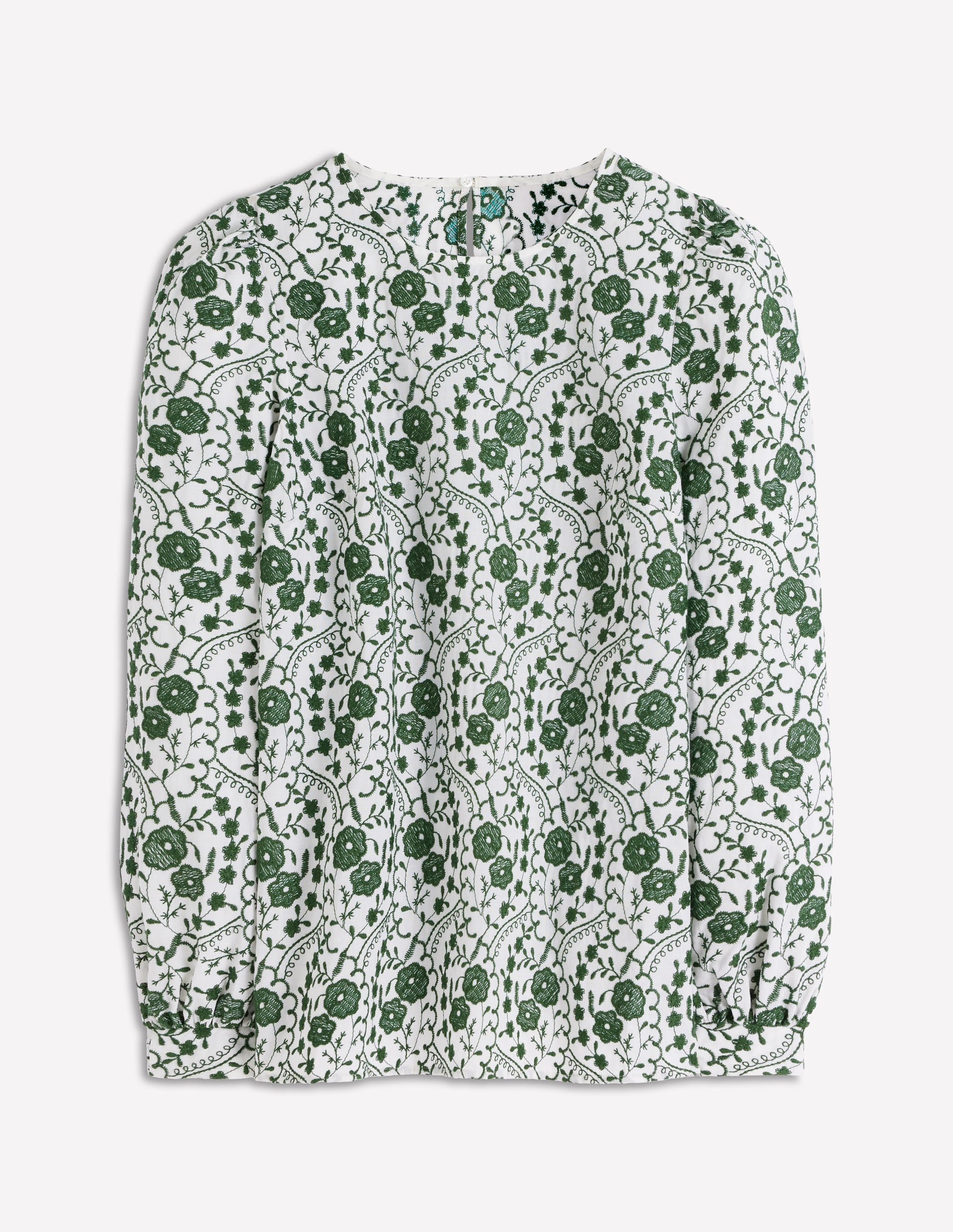 Embroidered Cotton Dobby Top-Ivory - Image 5