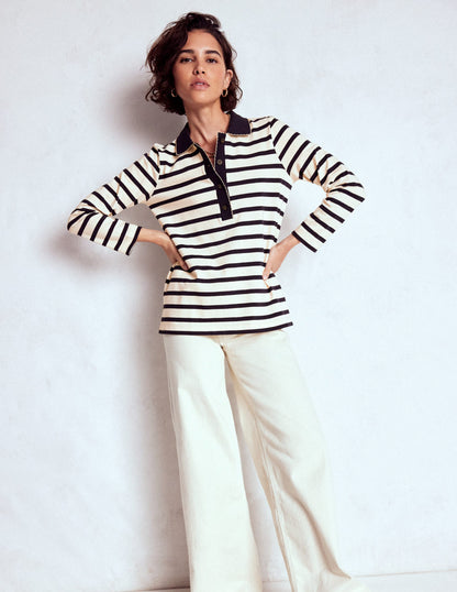 Collared Mariner-Ivory and French Navy Stripe-4