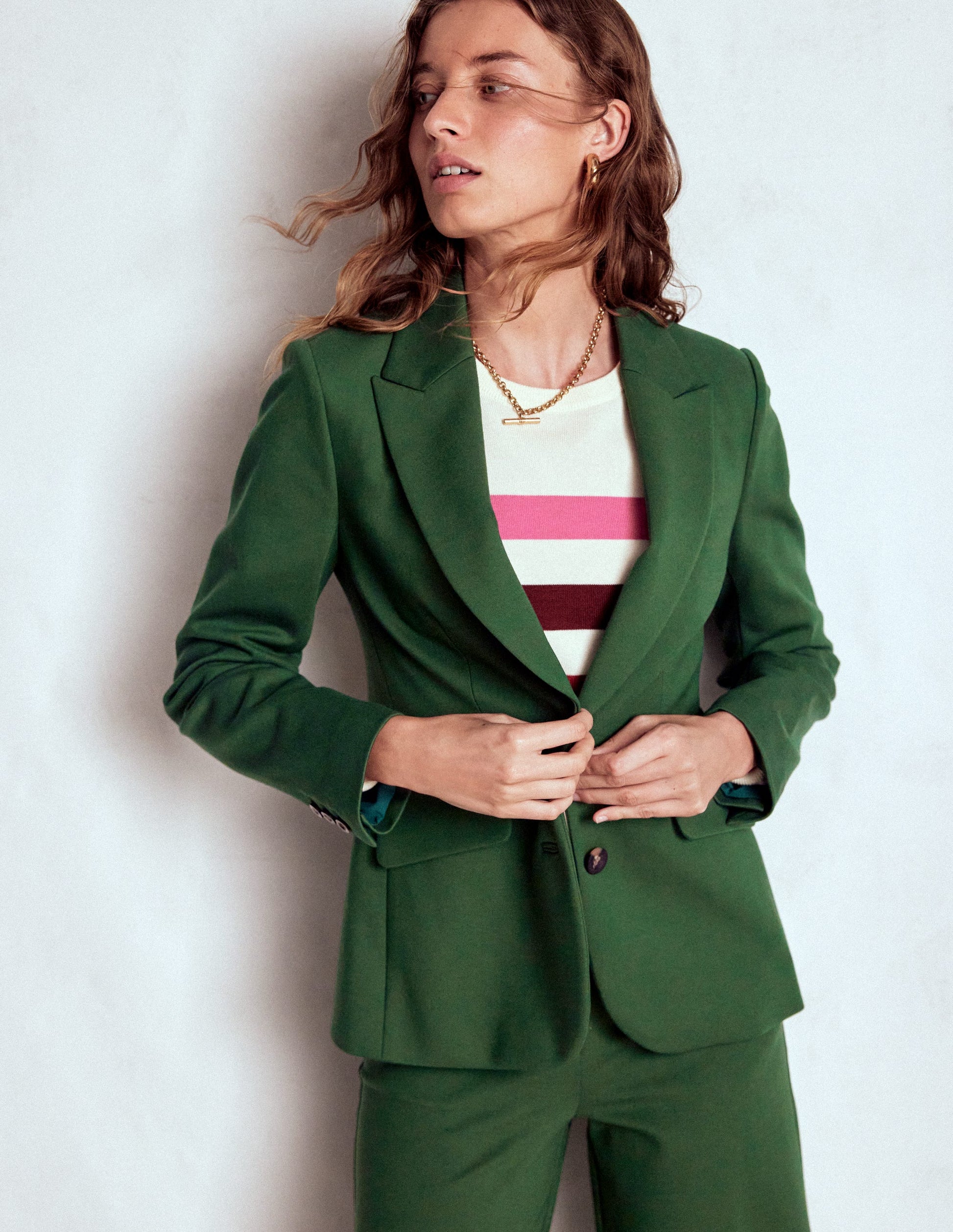 Marylebone Ponte Blazer-Hunter green-4