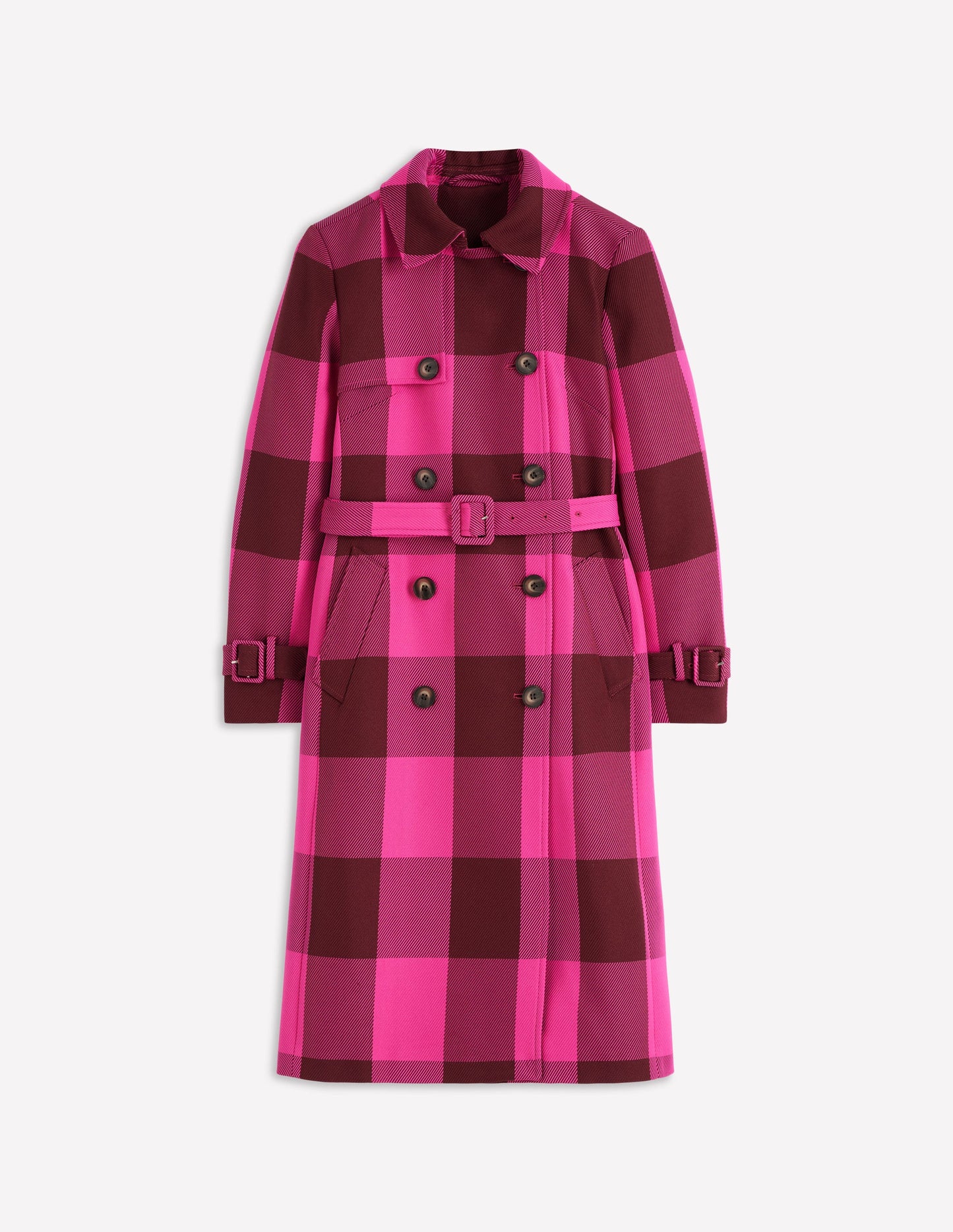 Cheltenham Trench Coat-Pink Peony, Chestnut Gingham