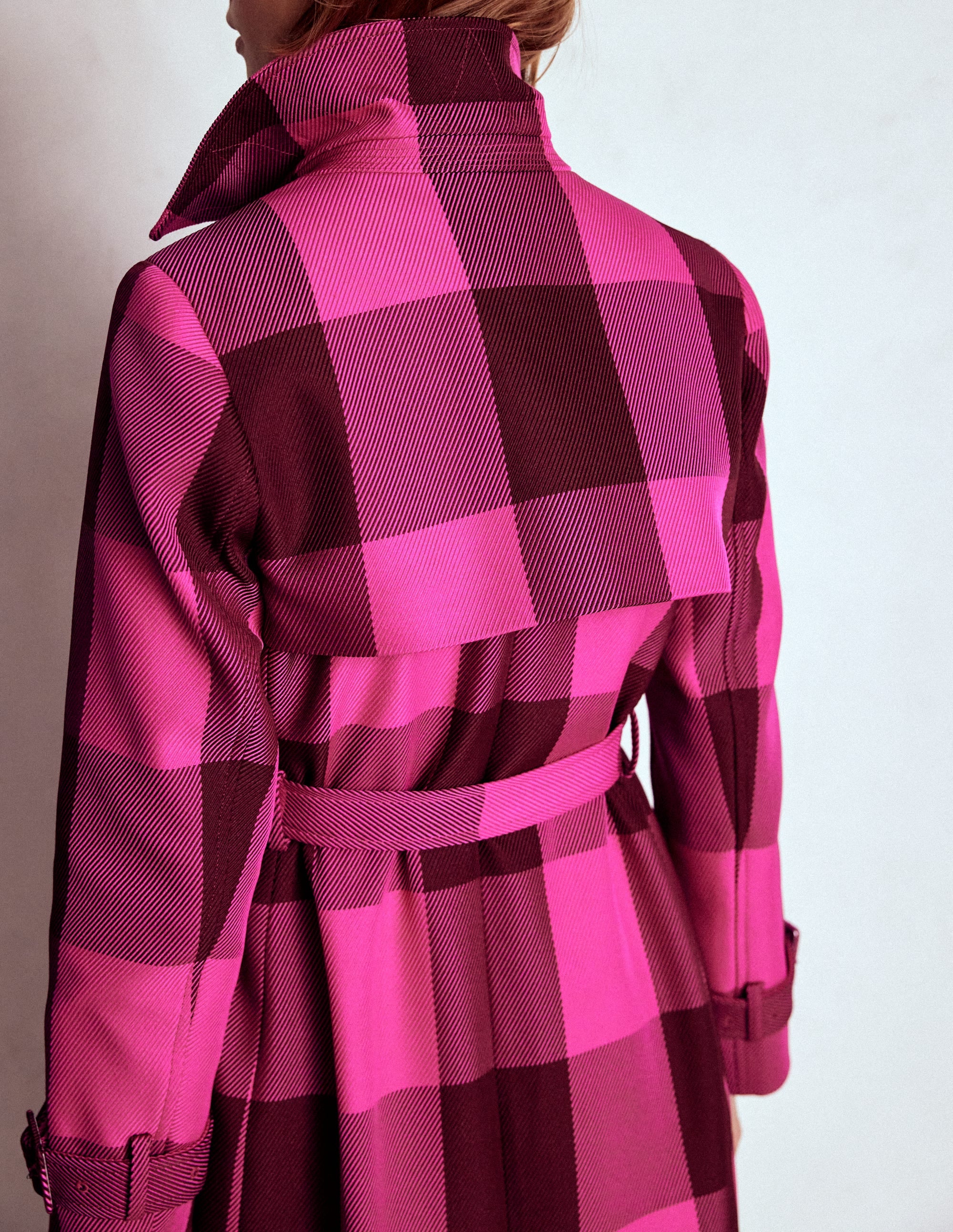 Cheltenham Trench Coat-Pink Peony, Chestnut Gingham - Image 3