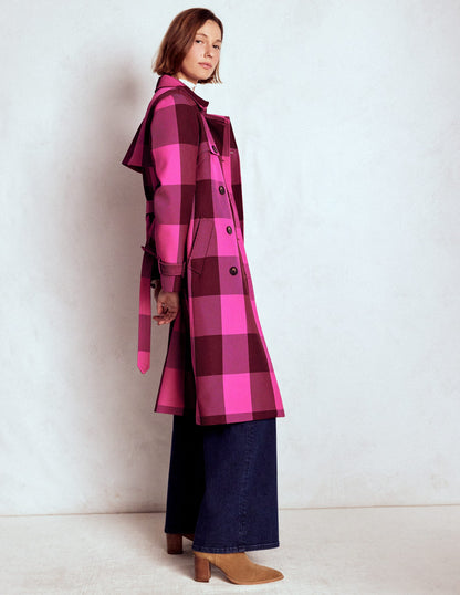 Cheltenham Trench Coat-Pink Peony, Chestnut Gingham-5