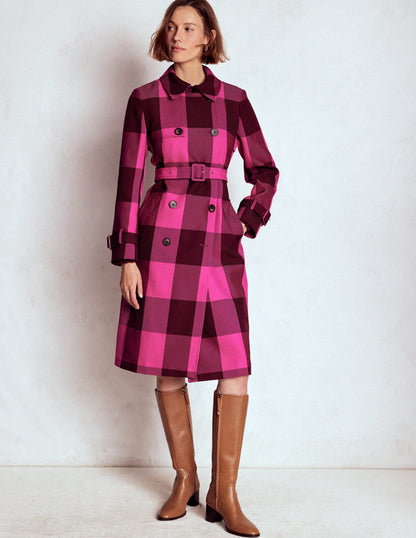 Cheltenham Trench Coat-Pink Peony, Chestnut Gingham-6