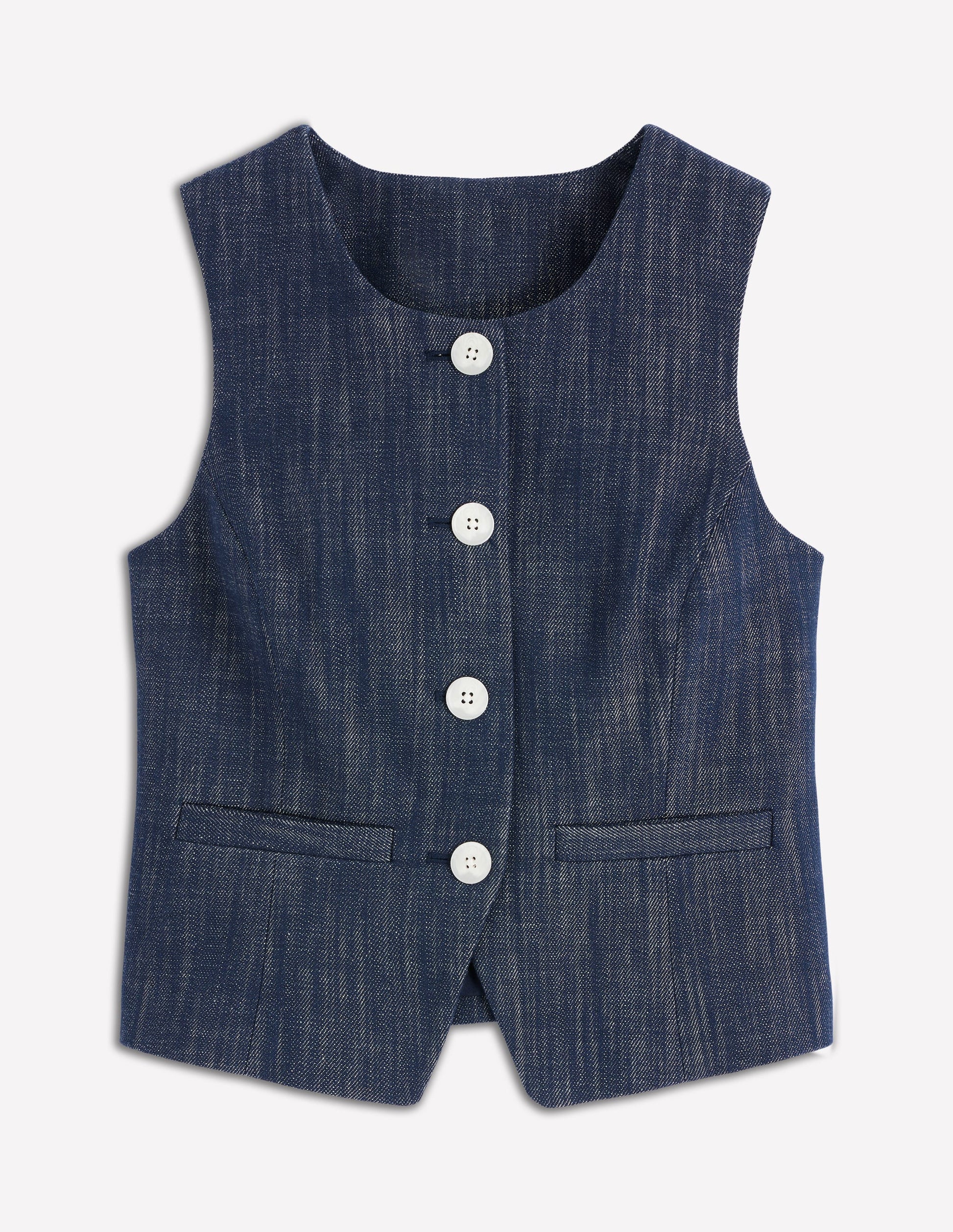 Tailored Twill Waistcoat-Navy, Indigo-7