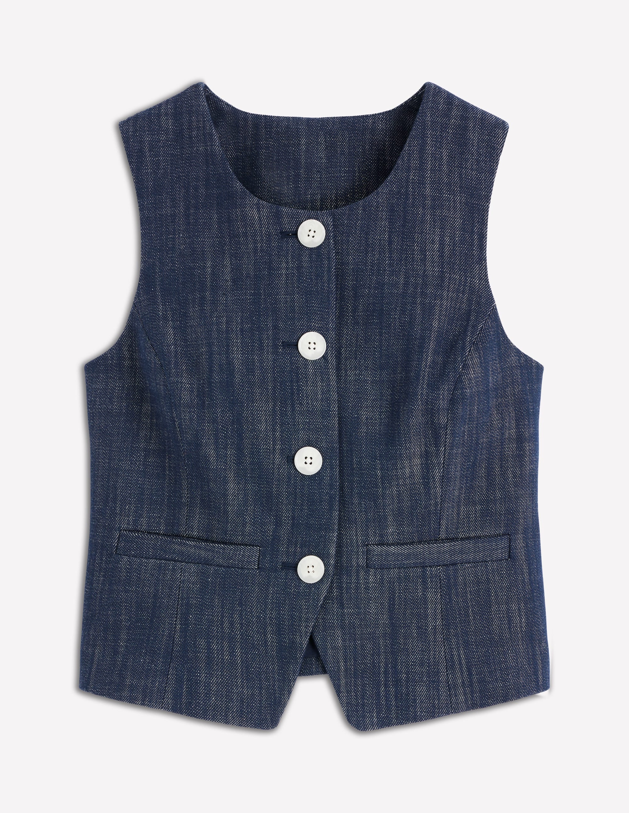 Tailored Twill Waistcoat-Navy, Indigo - Image 7