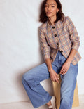 Hampstead Linen Blazer-Brown, Pink & Navy  Check