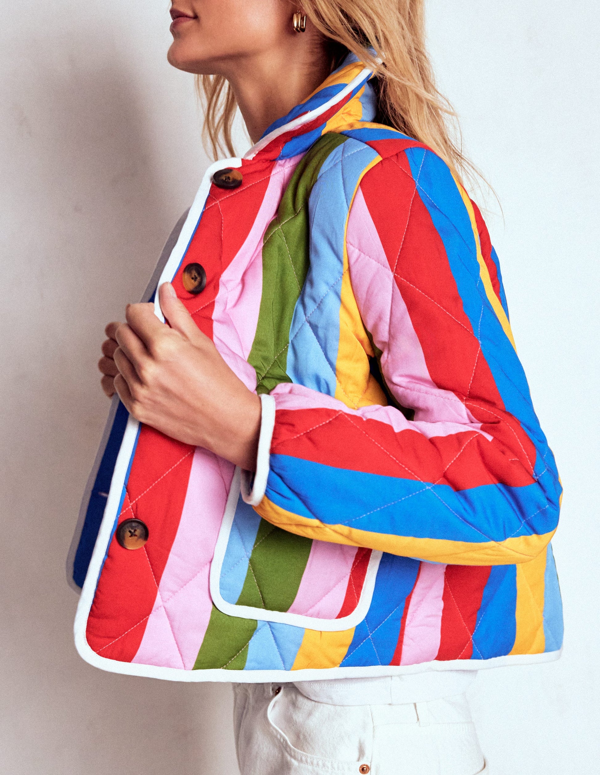 Fitzrovia Quilted Jacket-Rainbow Stripe-5