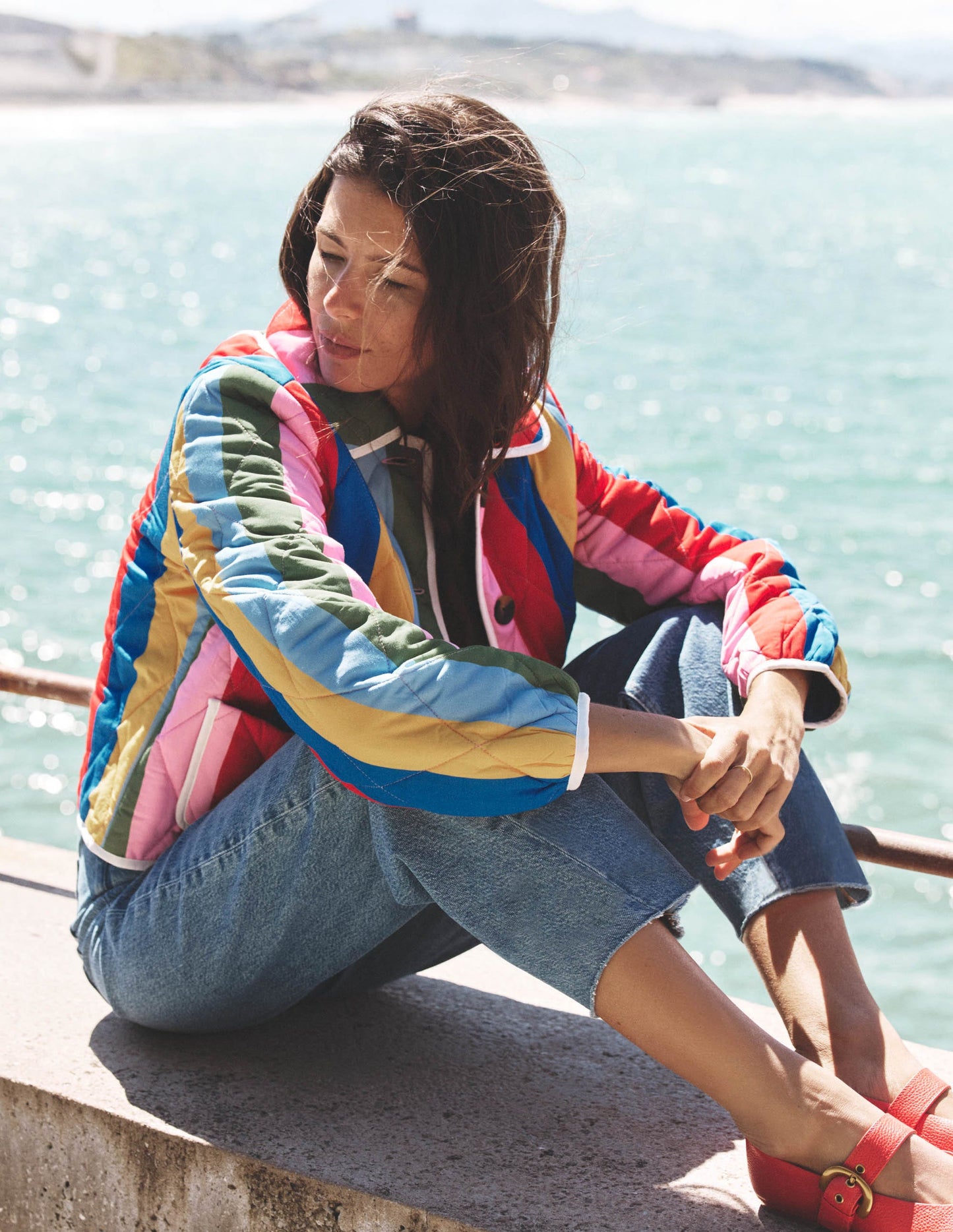 Fitzrovia Quilted Jacket-Rainbow Stripe