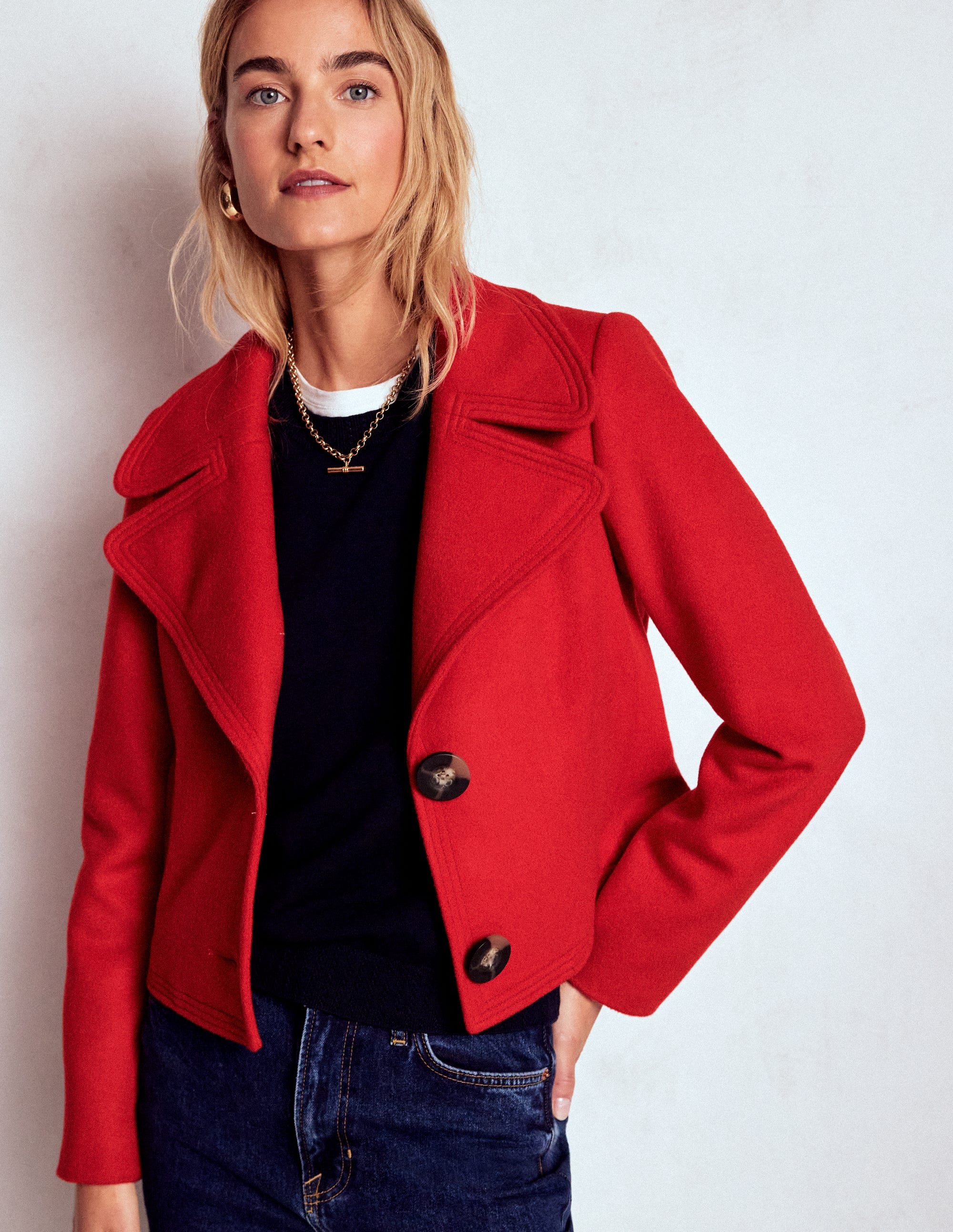 Topstitch Jacket-Poppy Red - Image 1