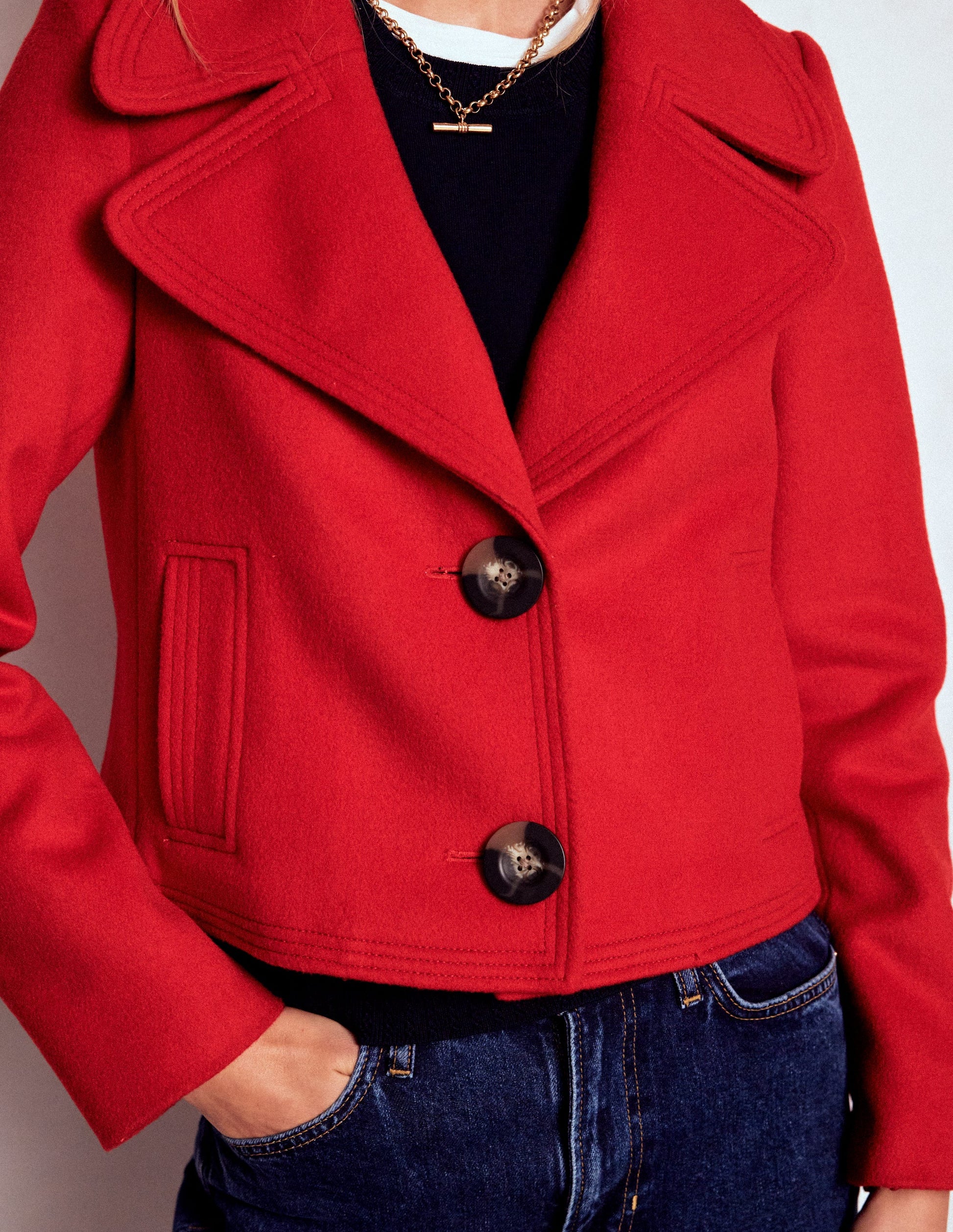Topstitch Jacket-Poppy Red-2