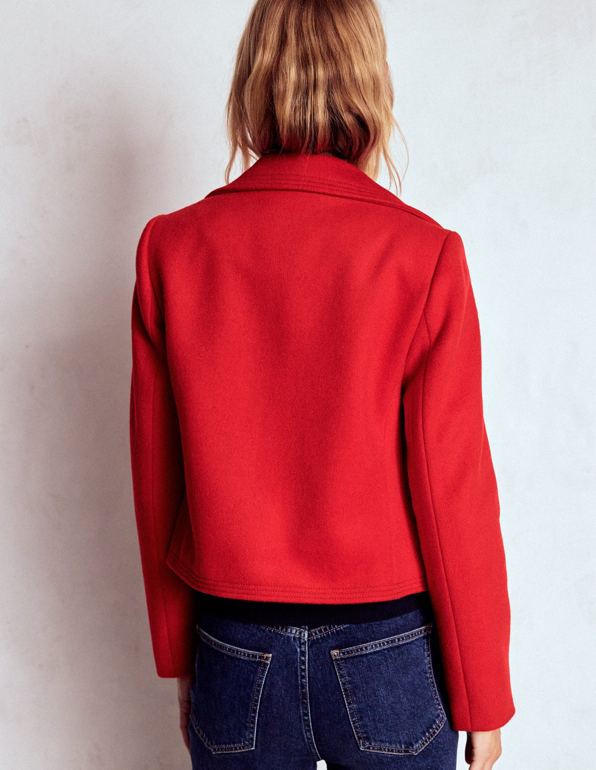 Topstitch Jacket-Poppy Red-3