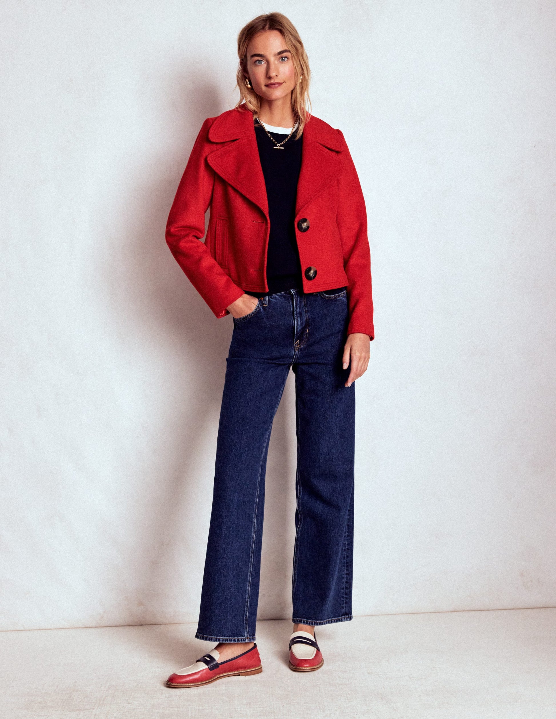 Topstitch Jacket-Poppy Red-4