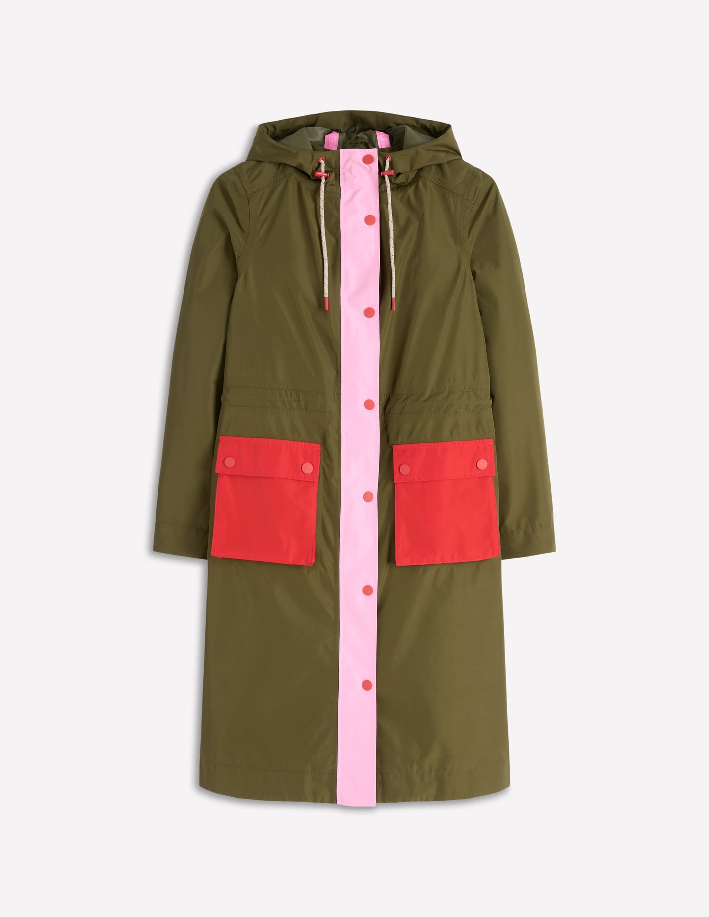 Longline Rain Mac-Khaki Colourblock