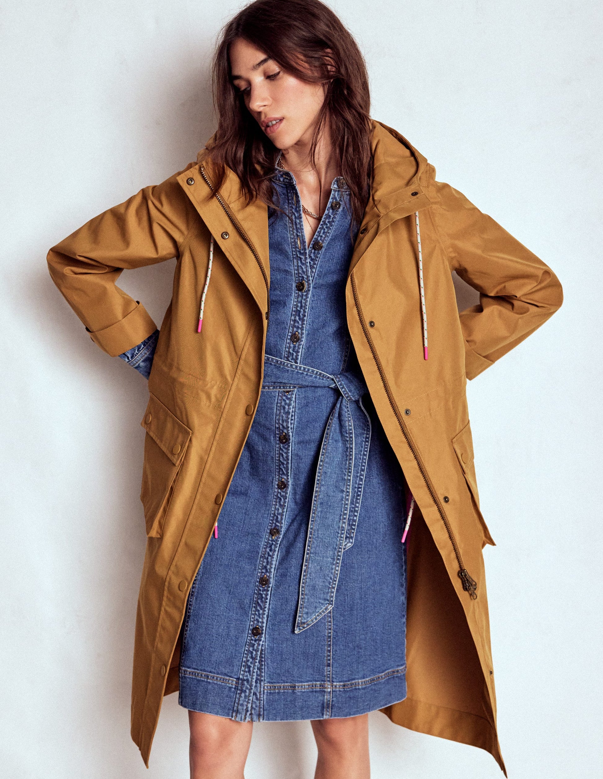 Longline Rain Mac-Hazelnut Brown-3