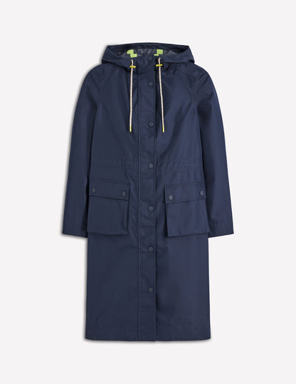 Longline Rain Mac-Navy Colourblock-5