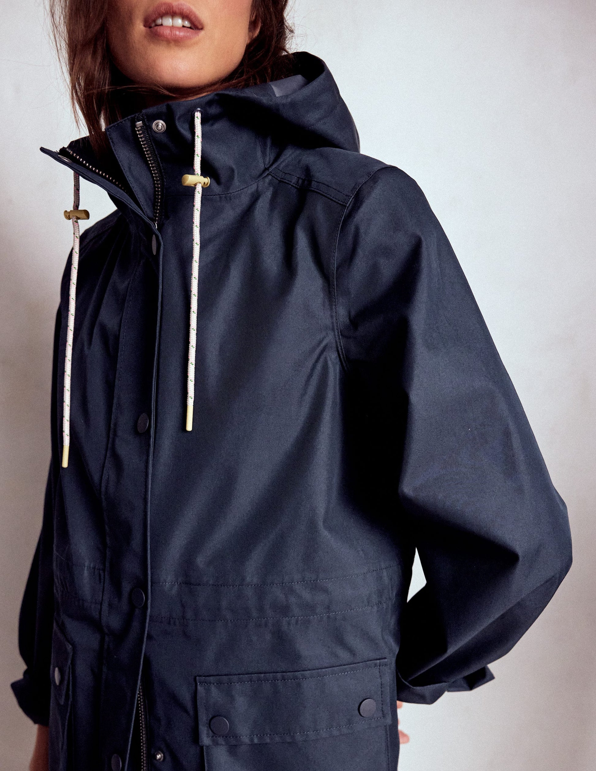 Longline Rain Mac-Navy Colourblock-2