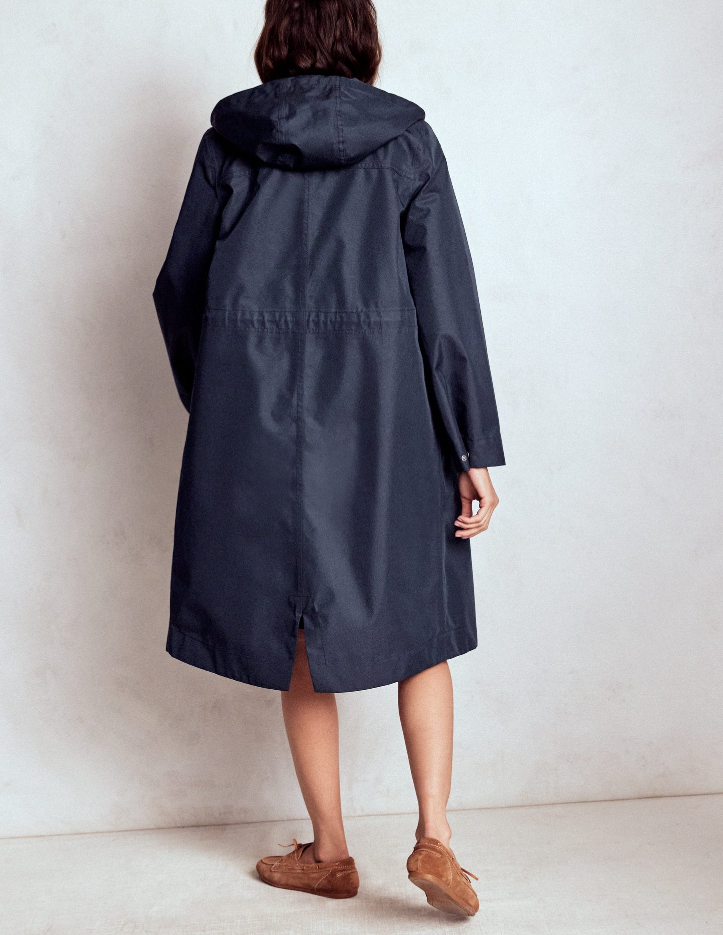 Longline Rain Mac-Navy Colourblock