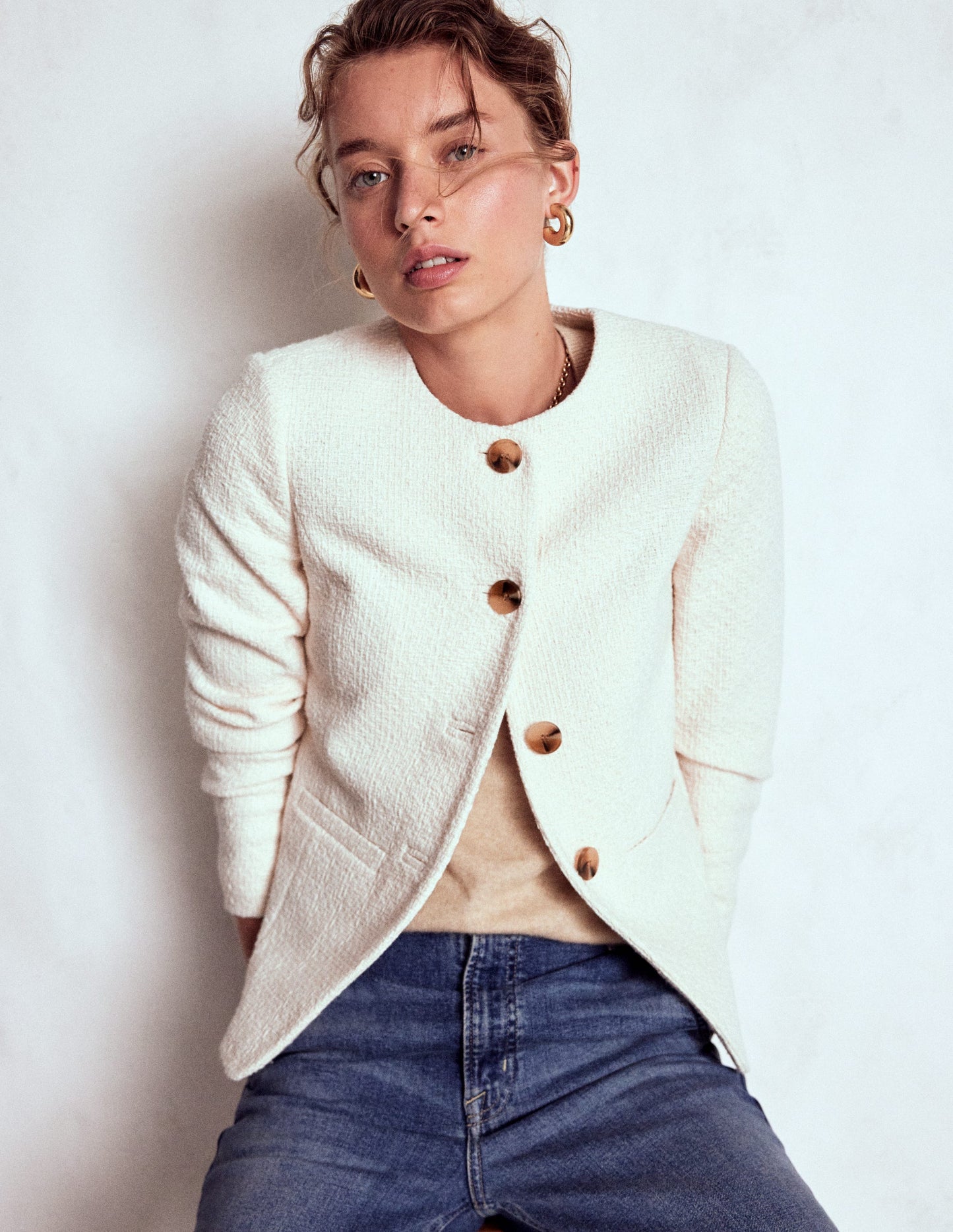Hampstead Textured Blazer-Cream Texture