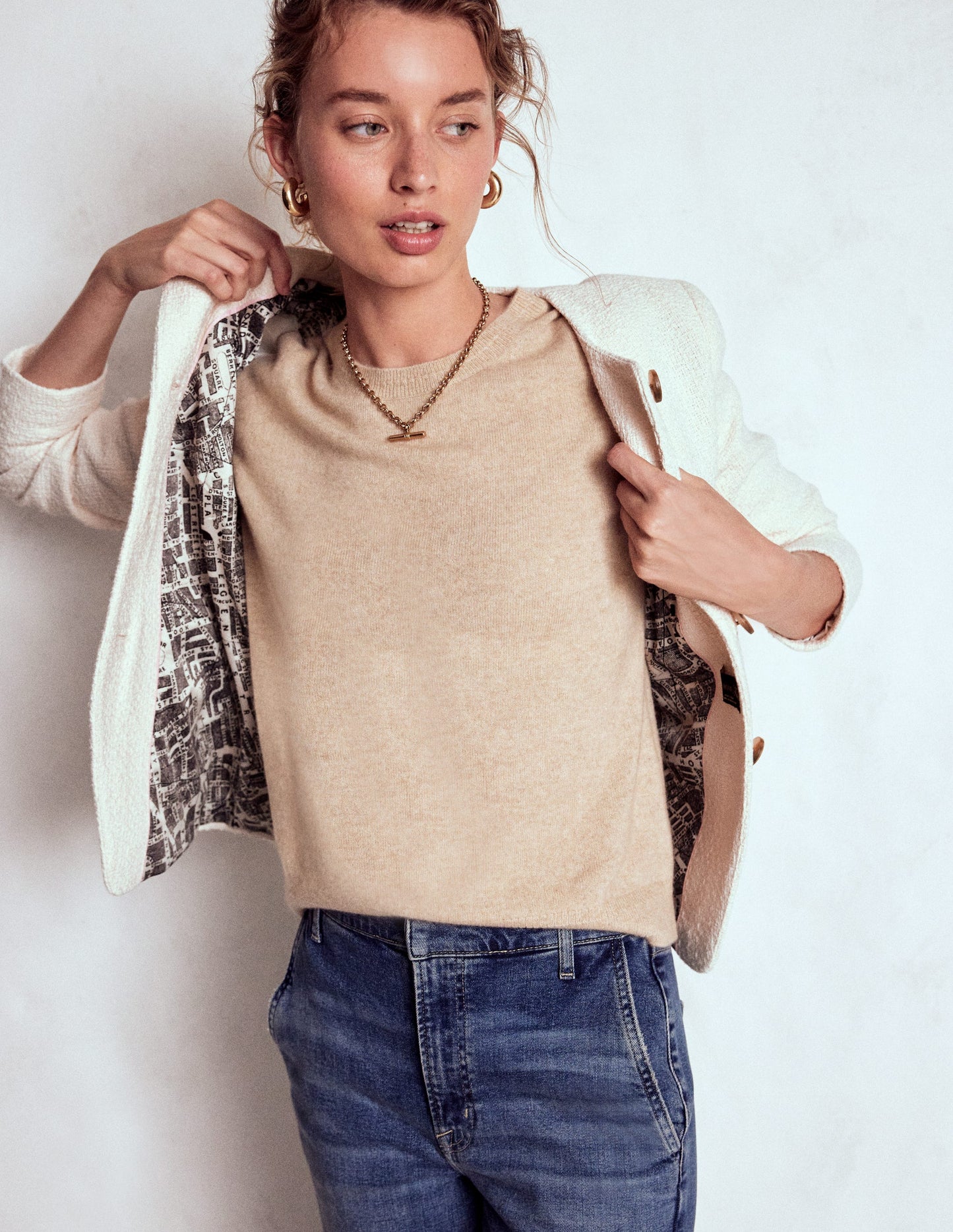 Hampstead Textured Blazer-Cream Texture