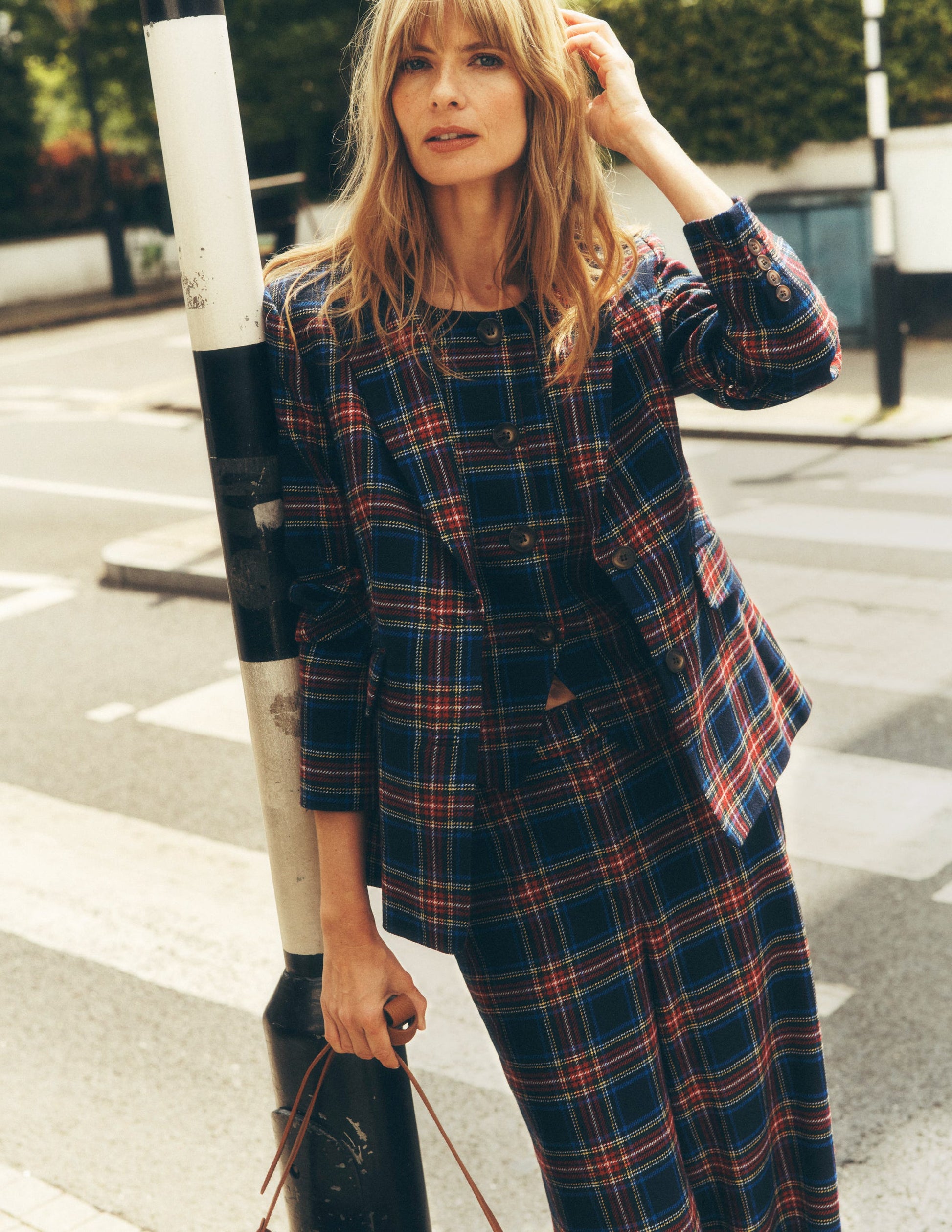 Tailored Check Waistcoat-Navy, Green and Red Check-5