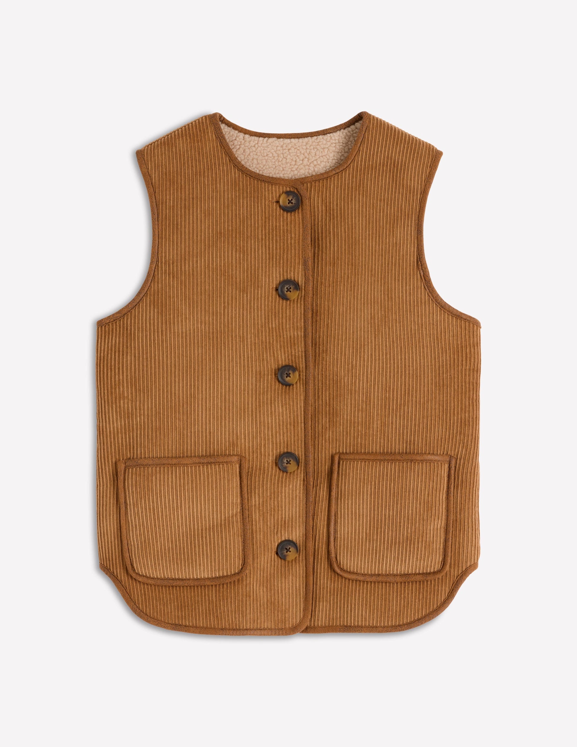 Clerkenwell Reversible Gilet-Hazelnut Brown, Natural-6