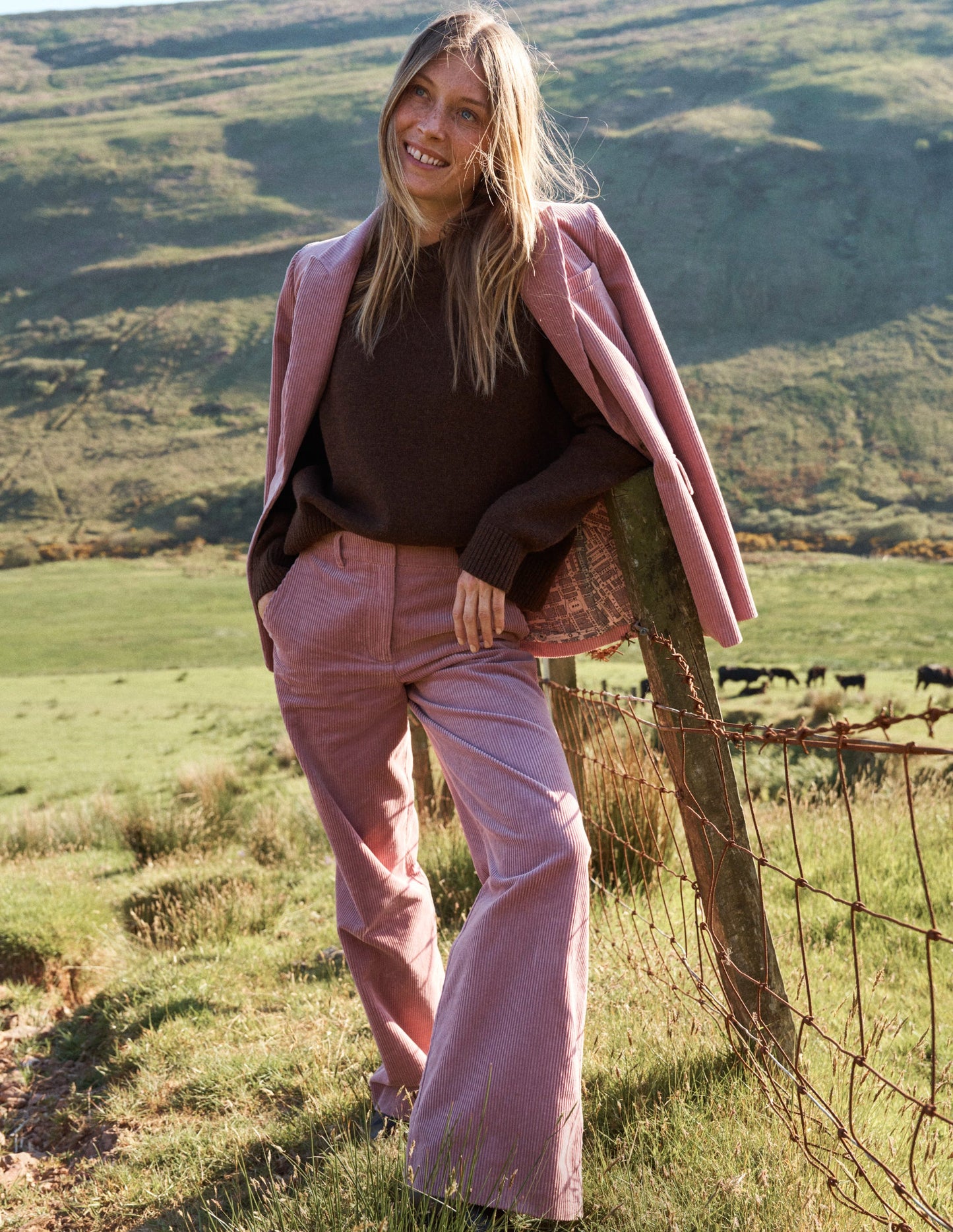 Woodbridge Cord Blazer-Blushing Rose