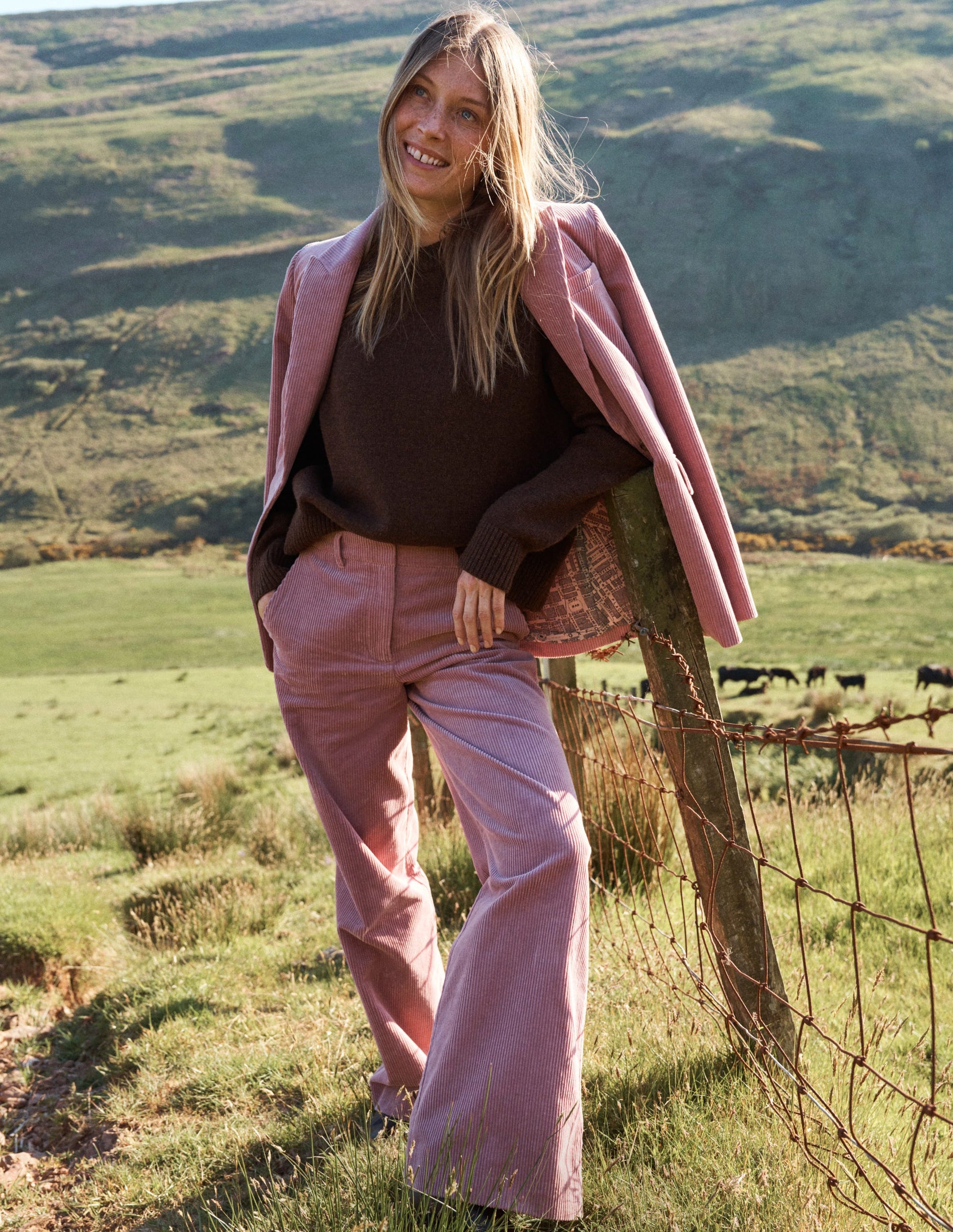 Woodbridge Cord Blazer-Blushing Rose-5