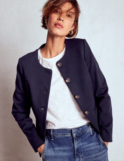 Hampstead Ponte Twill Blazer-Navy-1