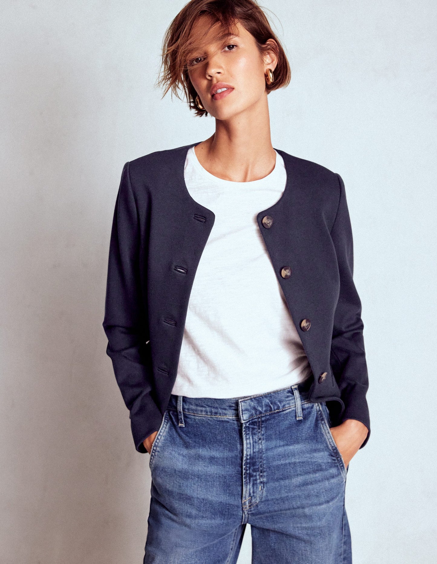 Hampstead Ponte Twill Blazer-Navy