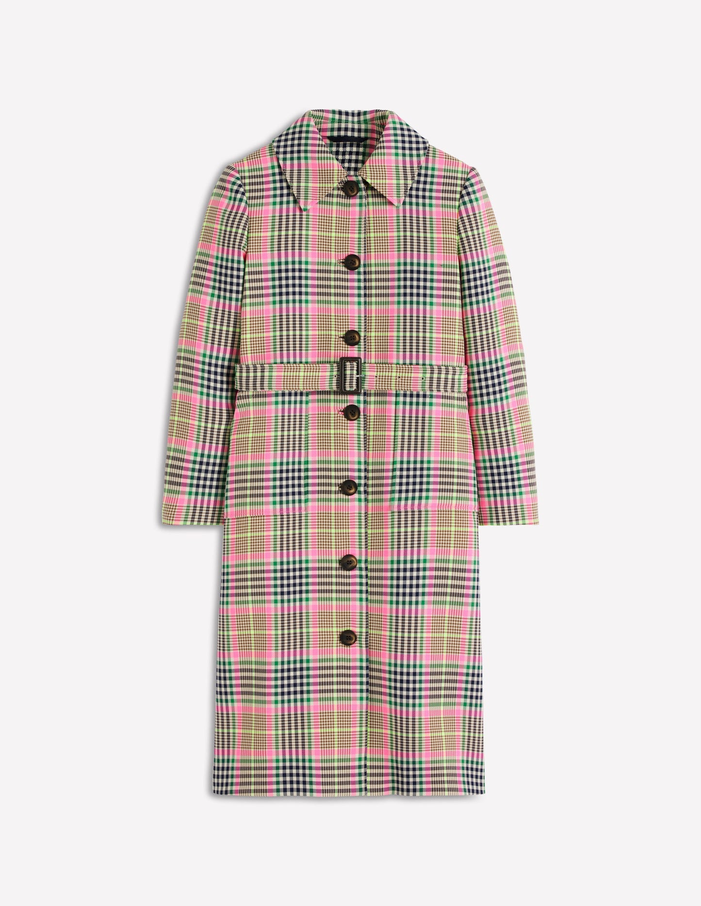 Lancaster Belted Mac-Brown, Neon Pink Check