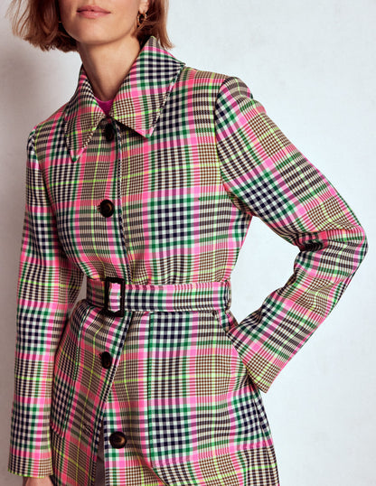 Lancaster Belted Mac-Brown, Neon Pink Check-2