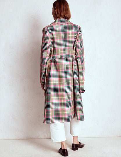 Lancaster Belted Mac-Brown, Neon Pink Check-3