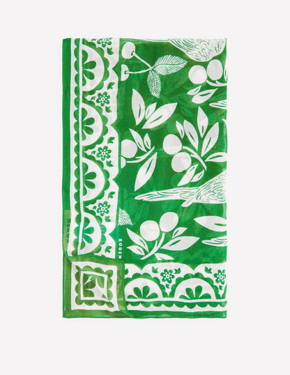 Printed Sarong Scarf-Green Tambourine, Parrot Pop-2