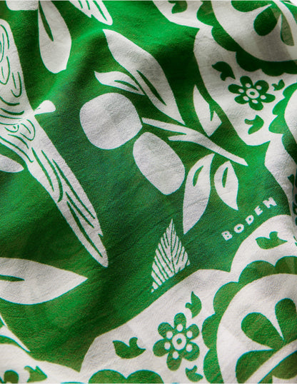 Printed Sarong Scarf-Green Tambourine, Parrot Pop-3