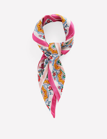 Silk Square Scarf-Multi, Botanical Paisley-1