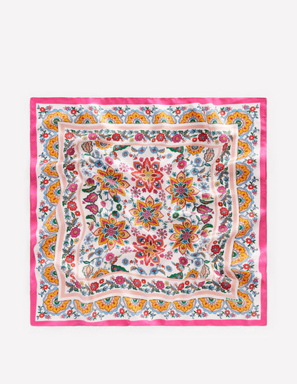 Silk Square Scarf-Multi, Botanical Paisley-3