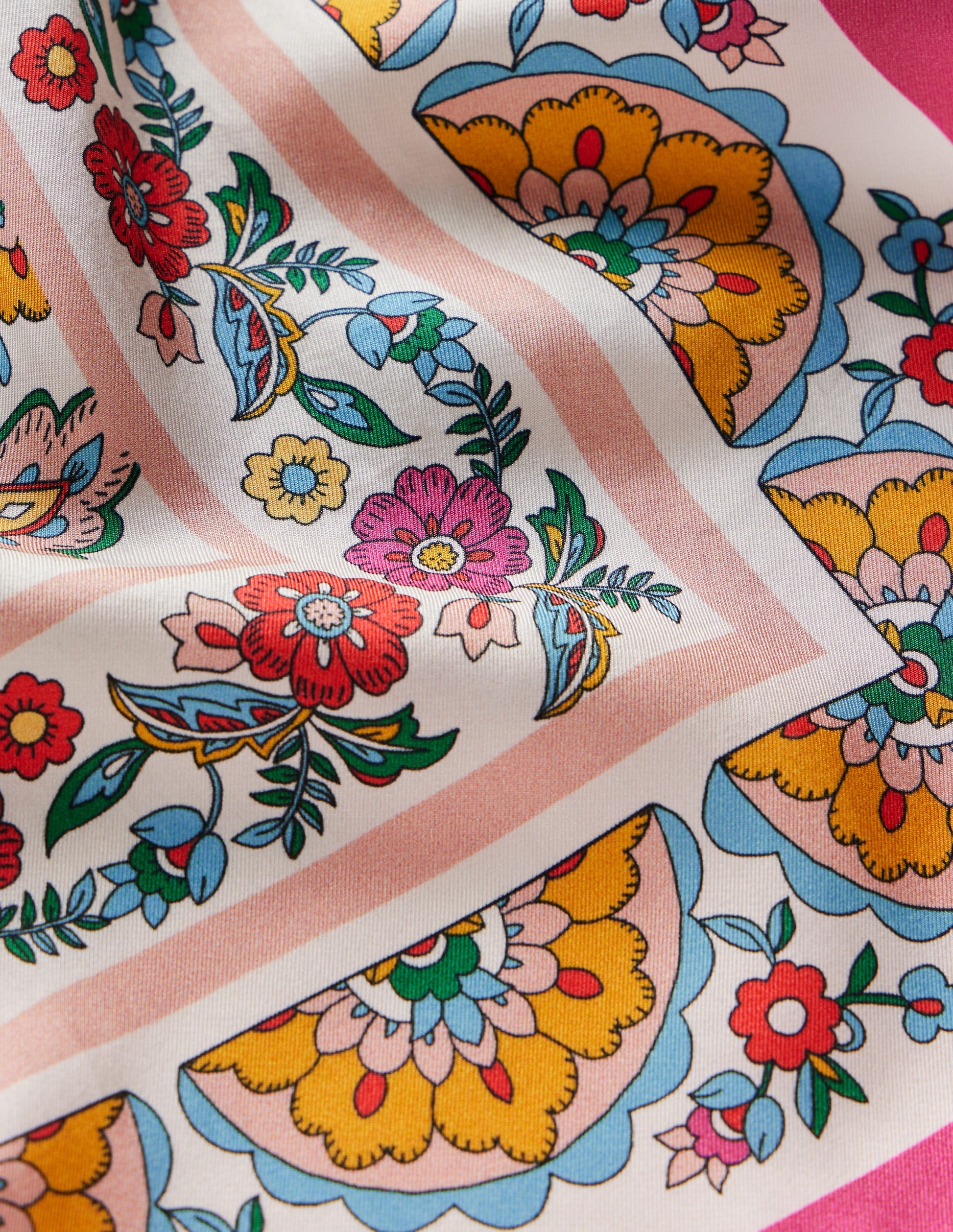 Silk Square Scarf-Multi, Botanical Paisley-4