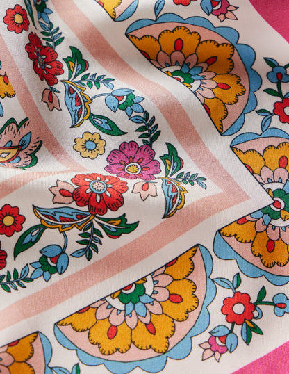 Silk Square Scarf-Multi, Botanical Paisley-4