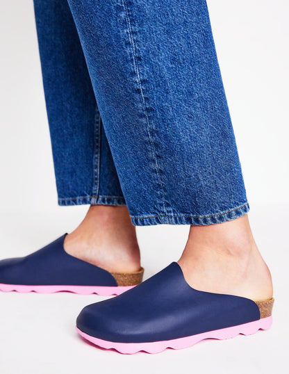 Lyla Colour Block Clogs-Navy/Soft Pink-2