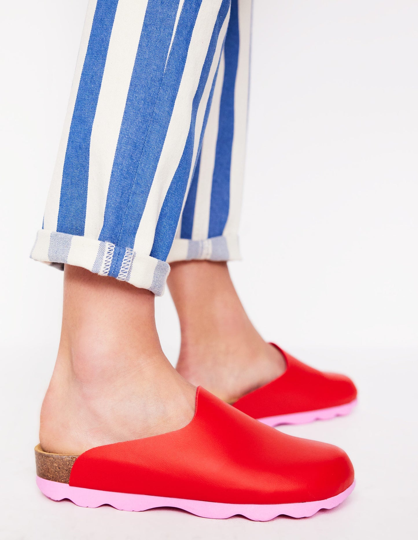 Lyla Colour Block Clogs-Post Box Red/Soft Pink