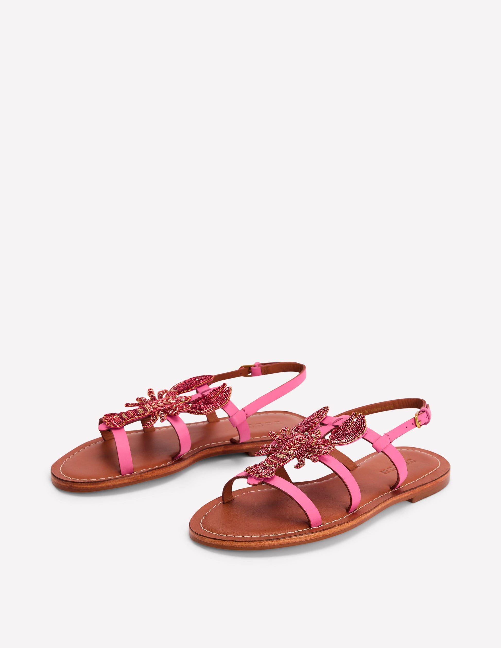 Novelty Beaded Flat Sandals-Lobster-3