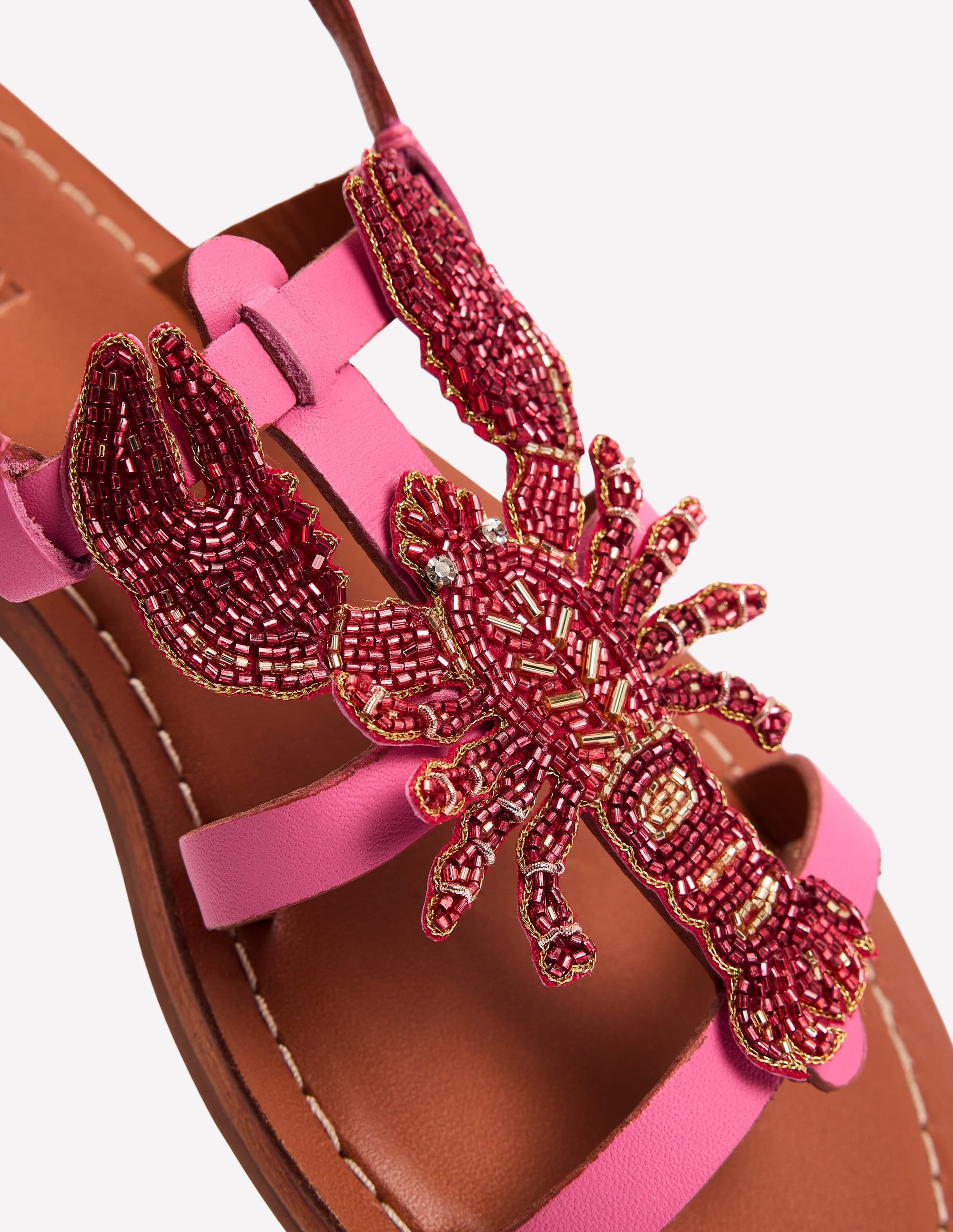 Novelty Beaded Flat Sandals-Lobster - Image 4