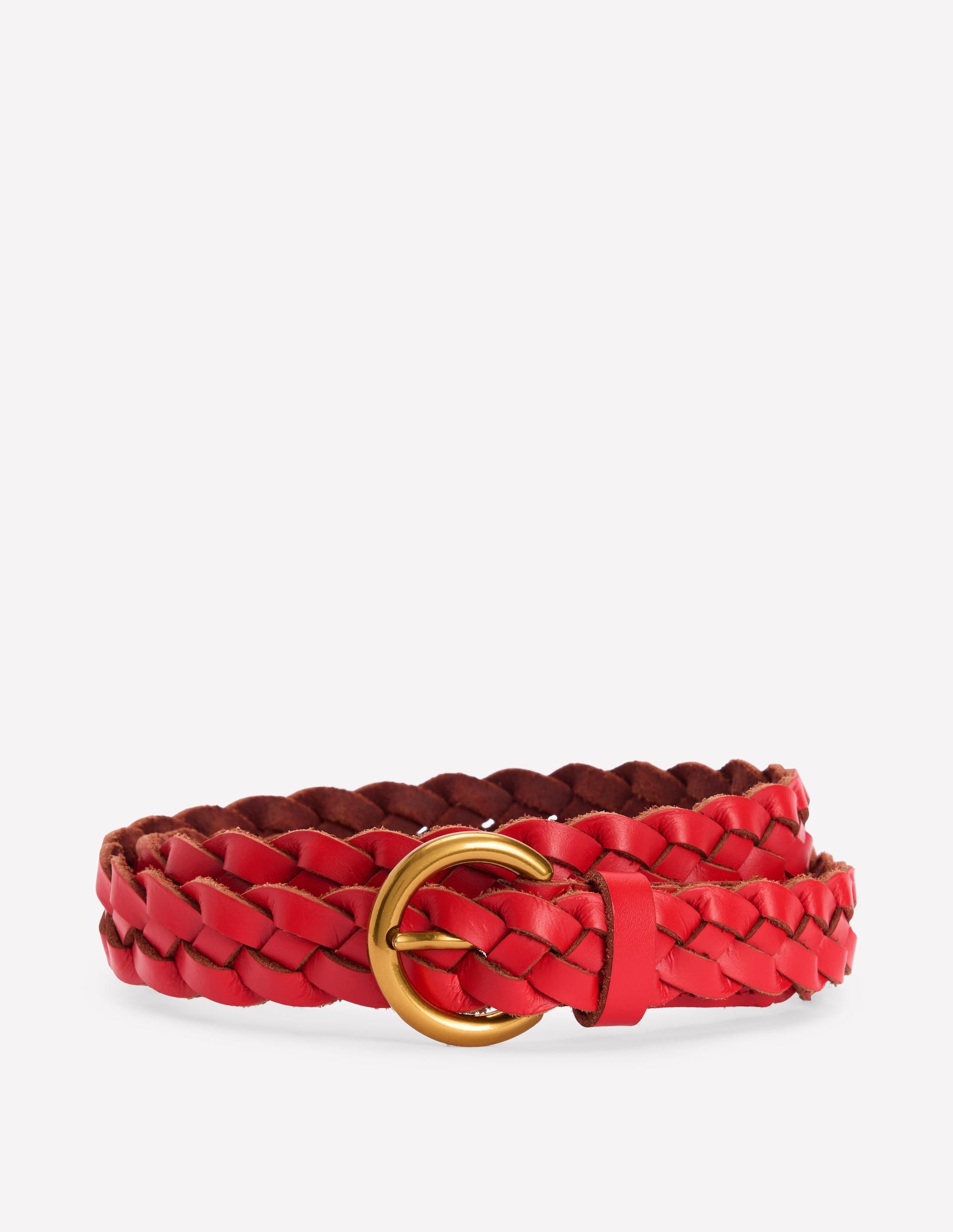 Skinny Plaited Belt-Post Box Red-1