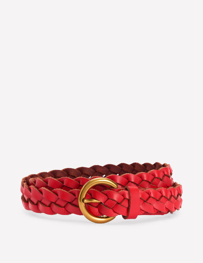 Skinny Plaited Belt-Post Box Red-1