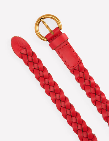 Skinny Plaited Belt-Post Box Red-3