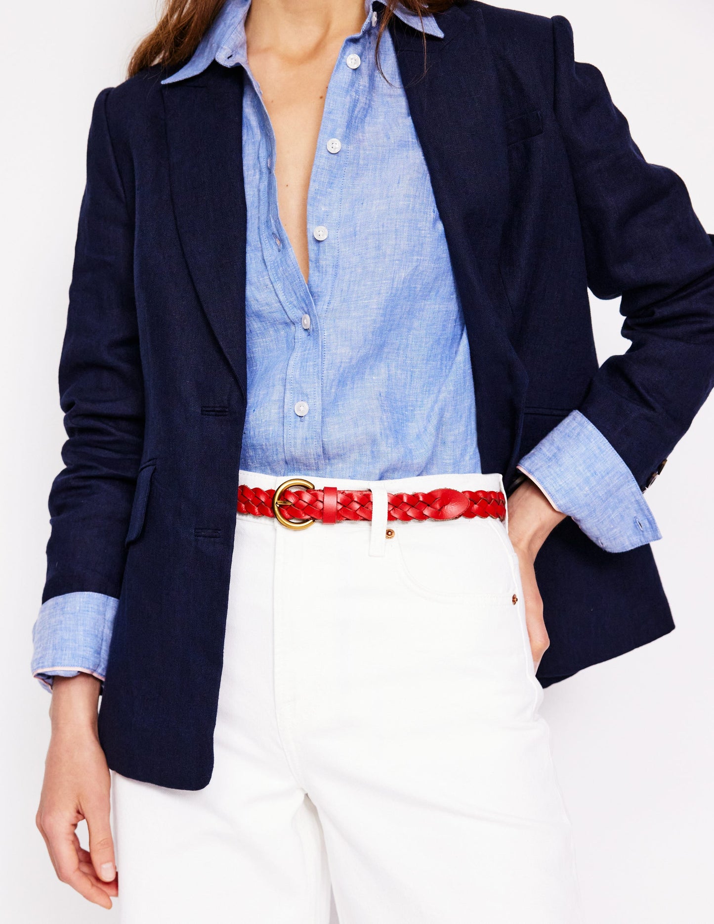 Skinny Plaited Belt-Post Box Red