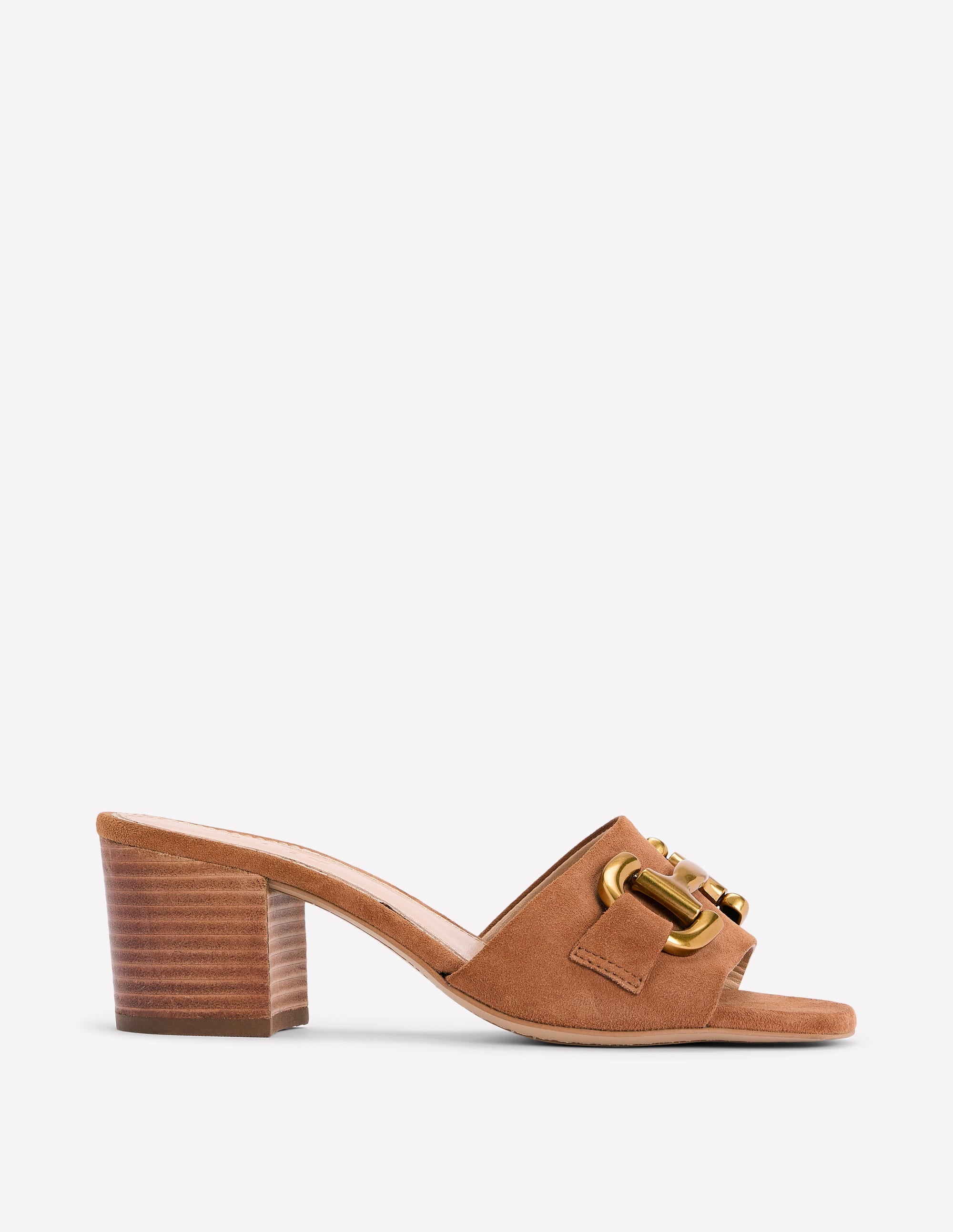 Iris Snaffle Heeled Mules-Tan - Image 1
