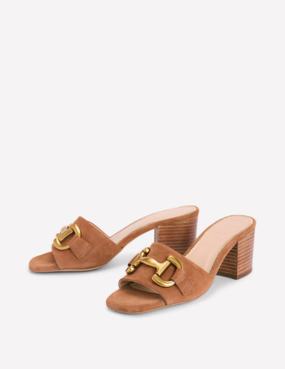 Iris Snaffle Heeled Mules-Tan-4